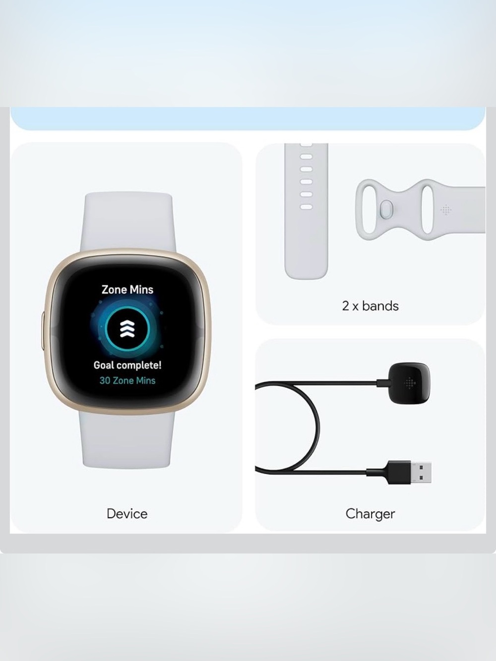 Fitbit Sense 2 Gold Case Smartwatch with 4 Bands with Box - Picture 13 of 14